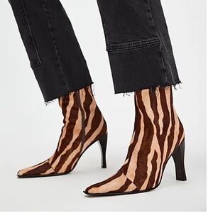 Jeffrey Campbell Be Bold Brown Zebra Calf Hair Heeled boots